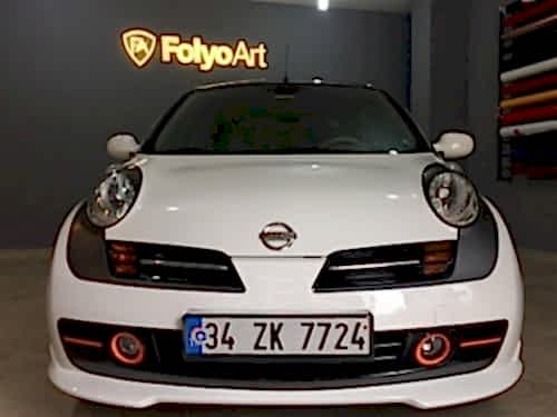 nissan micra araç kaplama cam filmi şerit kaplama turuncu gri siyah (13)