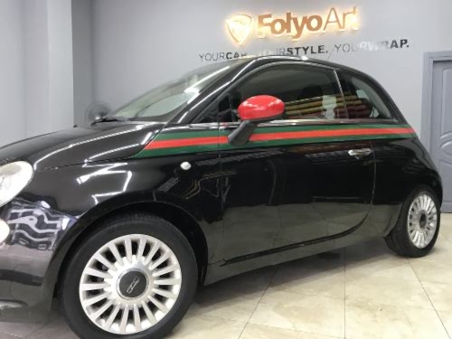 fiat 500 gucci şerit araç kaplama (1)