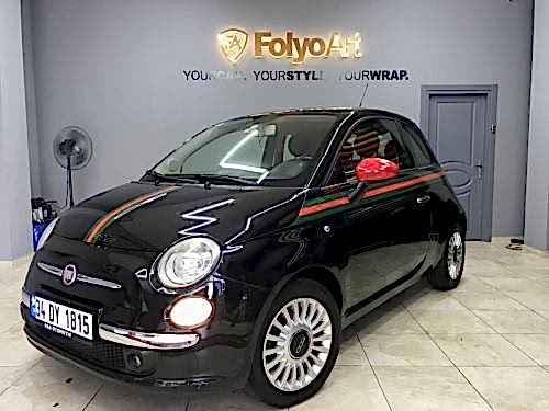 fiat 500 gucci şerit araç kaplama (4)